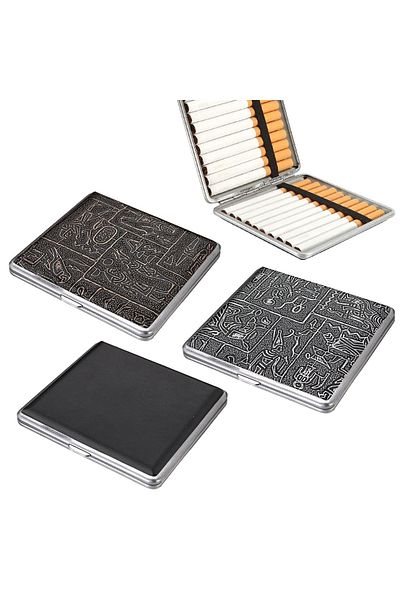 Shengruili Set de 3 portțigări Shengruili, oțel inoxidabil/piele PU, multicolor, 9,5 x 9,7 x 1,8 cm