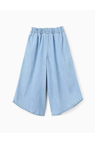 Ziddy Denim Paperbag Trousers for Girls 'Wide Leg', Light Blue