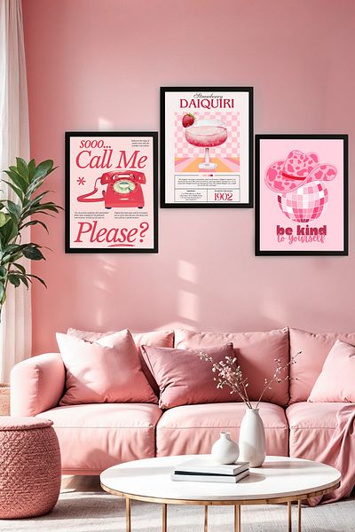 Trendmiya Πλαίσιο 3 τεμαχίων Pink Design Art A4