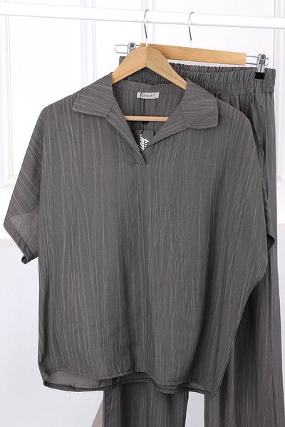 İmajButik Smoked Off Shoulder Shirt Pants Linen Suit
