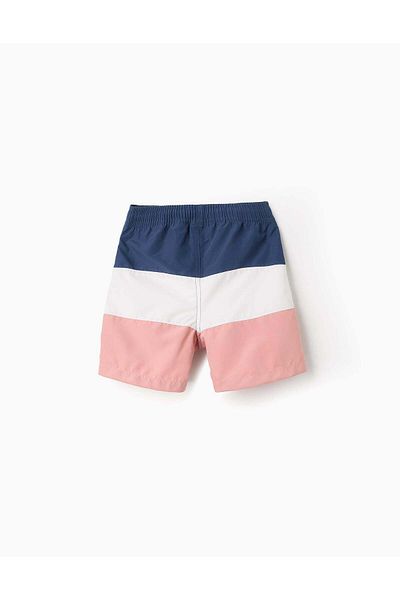 Ziddy Swim Shorts in Colour Block for Boys, White/Blue/Pink