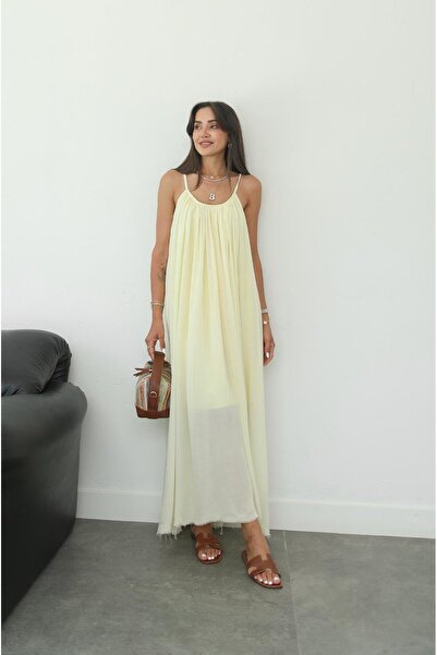 Havoş Light Yellow Santos Strap Dress