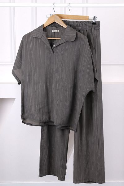 İmajButik Smoked Off Shoulder Shirt Pants Linen Suit