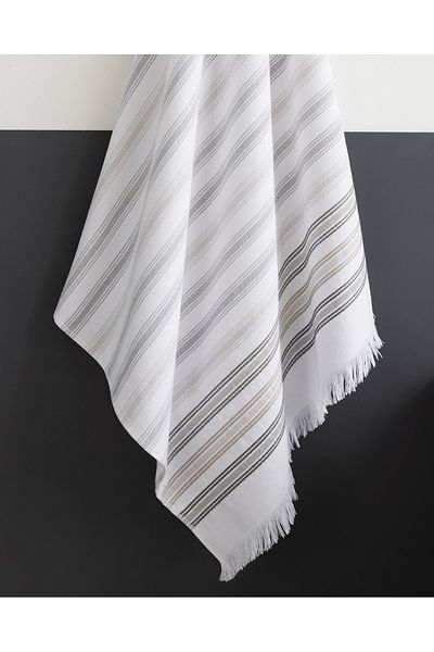 Madame Coco Guamod Cotton Bath Towel - White/Gray - 75X150 cm
