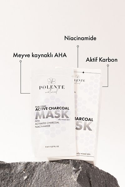 Polente Natural Activated Carbon Purifying Clay Mask (8 Pieces X 8 ml)