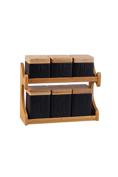 TOHFAT-AL MAIDAH Luxury 2-Tier Wooden Lid Spice Storage Set