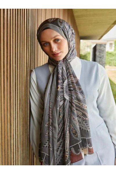 Levidor Light Gray Circular Indian Silk Shawl