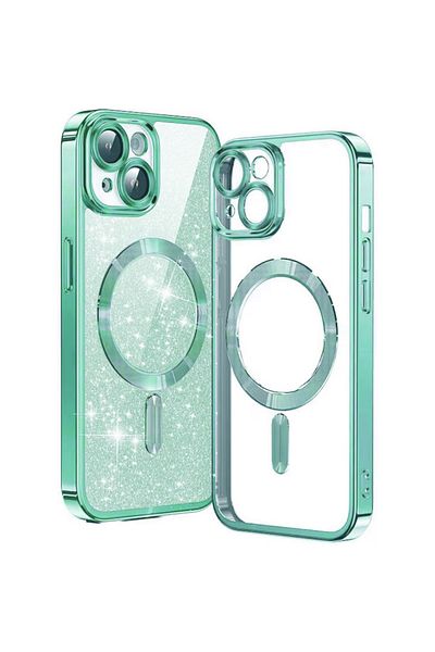SKYDDAR INNOVATION Case for IPhone 13, Luxury Glitter Magsafe, Shockproof, Removable Back, Light Green, sticker set