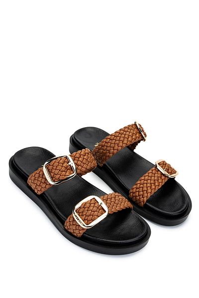 Tamer Tanca Women's Vegan Tan Flat Slippers