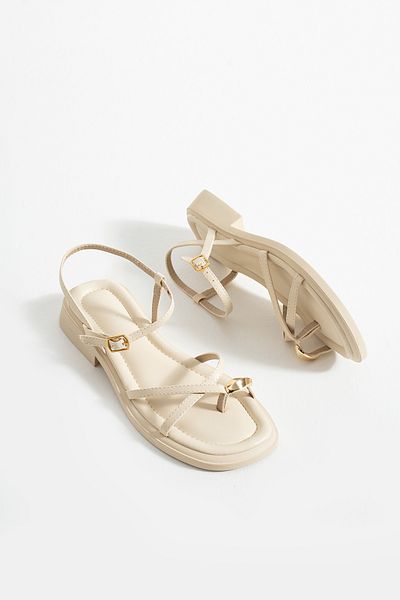 Zintra Women's Beige Orthopedic Summer Sandals – Stylish Ring Detail, Comfortable and Trendy Design