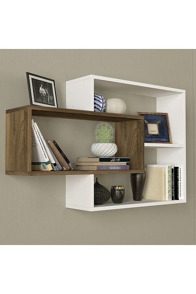 UnicUtil UnicUtil Wall Shelf, 104 x 22 x 66 cm, White and Brown