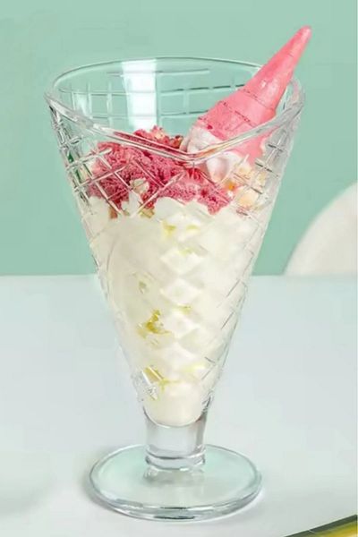 YzHome Set of 6 Glass Crystal Ice Cream Bowl Magnolia Dessert Bowl Presentation Cup