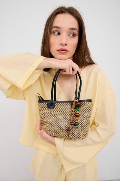 Shule Bags Geantă de umăr Roen Wicker Neagră