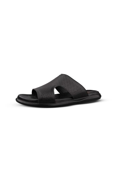 M.P. Men's daily slippers - black, leather