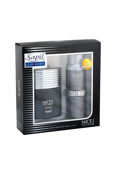 sapil Nice Feeling Black EDT for Men 75 ml + Deodorant Spray 150 ml