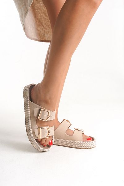 Liza Shoes Stella Women's Daily Suede Double Belted Slippers A003-K01