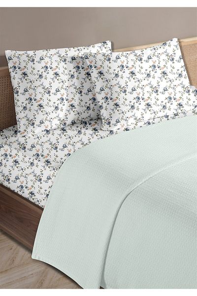 HomeBerry 100% Cotton Medusa Blue Double Pique Set 200 X 230 cm