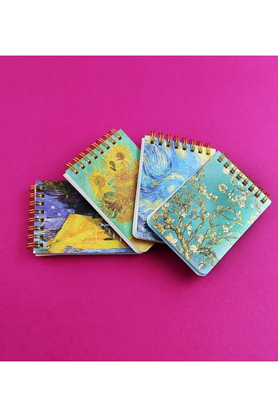 Gift Moda Van Gogh Designed Spiral 11X7.5 cm 70 Sheets Notebook Bm-1720