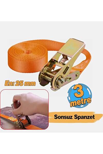 POLATLI OTO AKSESUAR Mini Spanzet Cırcırlı Yük Gerdirme Bağlama Halatı 4 Mt