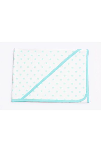 SeaBubbles Star Patterned Double Sided Baby Combed Cotton Blanket (85X85Cm) Standard Green
