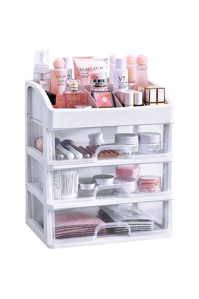 Bogadini Organizator Cosmetic ® Xl – Cutie Transparentă Cu 3 Compartimente Pentru Make-up