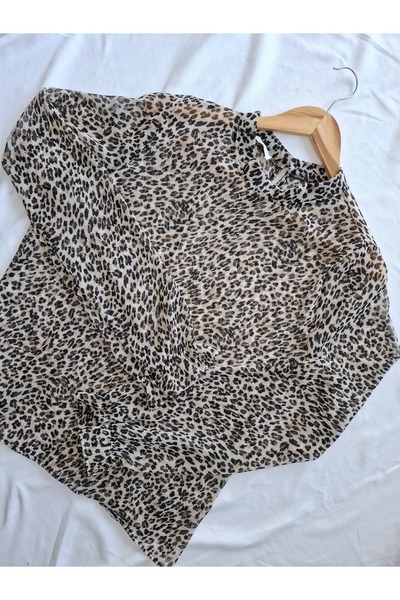 URAZ1984 Şifon Leopar Bluz