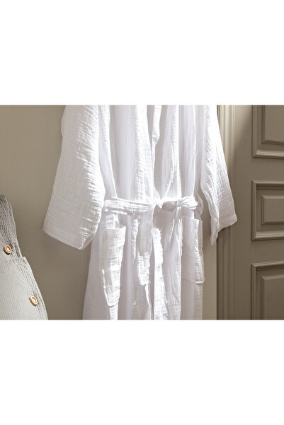 Madame Coco Zoe Muslin 100% Cotton Bathrobe - White