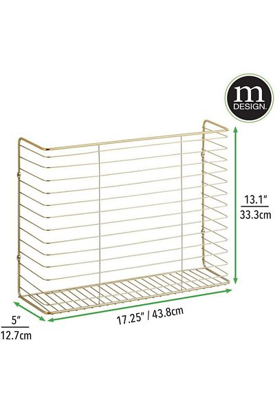 MDesign Wall Organizer, Metal, Gold, 43.8 x 33.3 x 12.7 cm