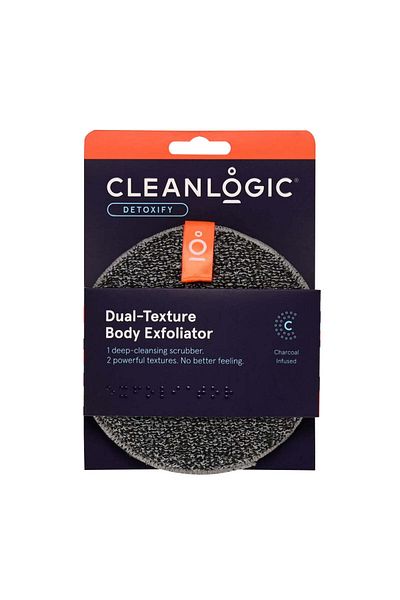 Cleanlogic Exfoliating Sponge for Sensitive Skin, with Two Textures, Detoxify, Cleanlogic
