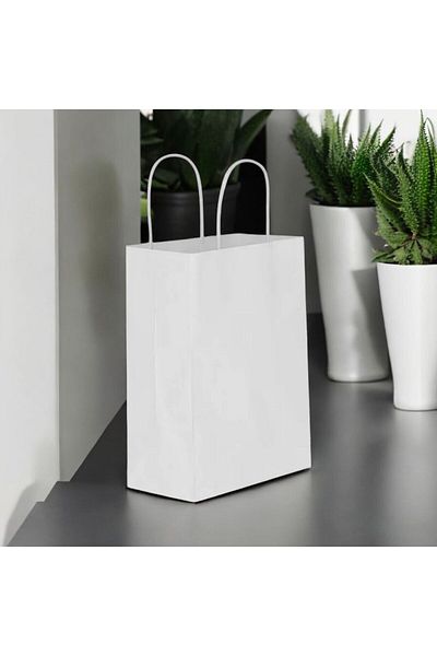 Happyland Silver Cardboard Bag Large Size Twist Handle 25 Pieces 31*12*41 cm