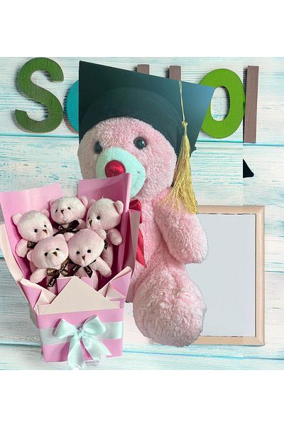 Sole Graduation Gift: Graduation Plush Teddy Bear & Pink Teddy Bear Bouquet