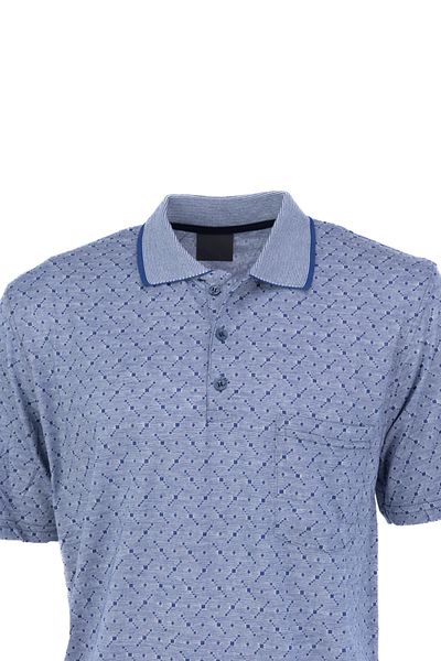 Oppland Men's T-Shirt Summer Pocket Short Sleeve Modern Jacquard Checkered Model Relaxed Cut Cotton Fabric