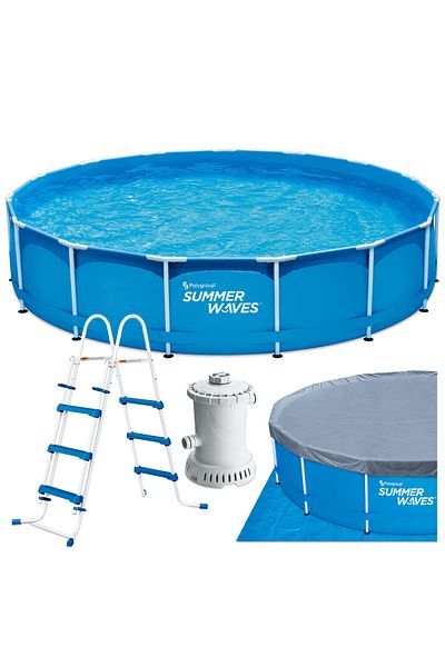Summer Waves Piscina Cadru Metalic , 457×91 Cm, 13.000 Litri, Cu Toate Accesoriile