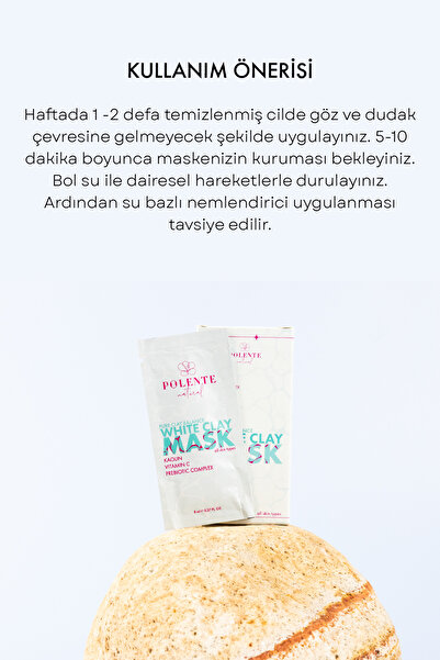Polente Natural Prebiyotik İçeren Dengeleyici Beyaz Kil Maskesi (8 X 8 ml)