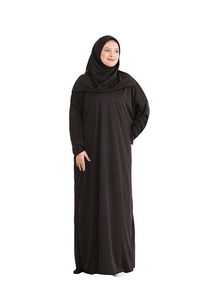 Modish Group Prayer Dress Scarf Prayer Rug Prayer Beads Set, Islamic Clothing Set Ferace Turban Shawl - Brown