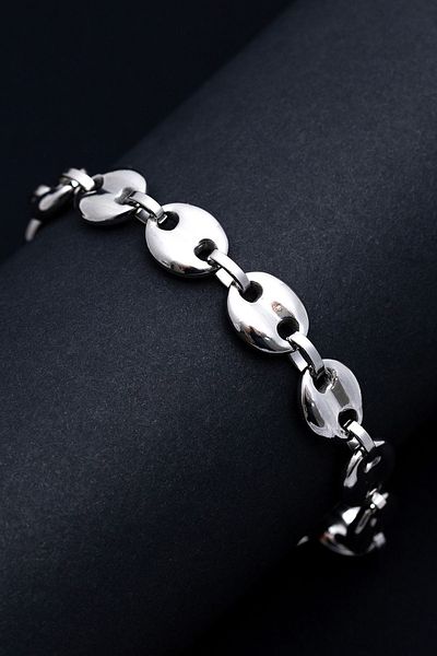 OSMANLI GÜMÜŞ Men's Steel Bracelet - 11.5 mm Sailor Model Thick Men's Bracelet