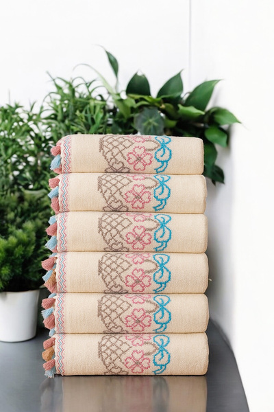 AYHANHOME Вишитий оксамитовий рушник з бахромою, 6 штук, 30x50, набір кухонних рушників