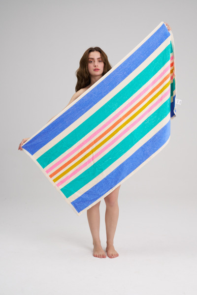 Homelover 100% Cotton Colorful Striped Patterned Beach Towel - Sea Towel - Beach Towel - 75X150Cm