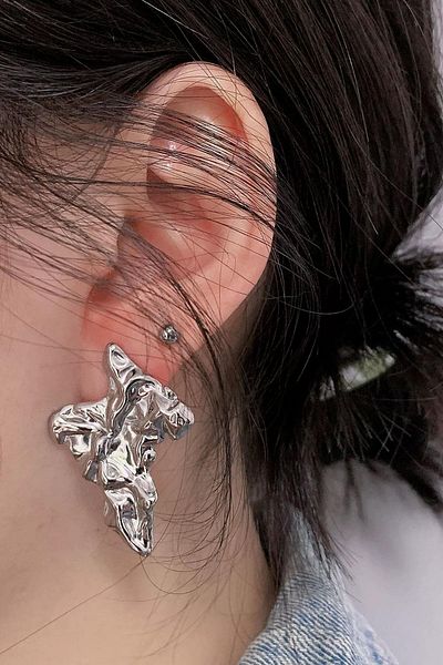 TAKIŞTIR Silver Color Steel Earrings (Pair)