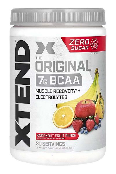 xtend BCAA Powder - Fruit Punch Flavor | 30 Servings | 7g Branched-Chain Amino Acids | Sugar-Free Wo