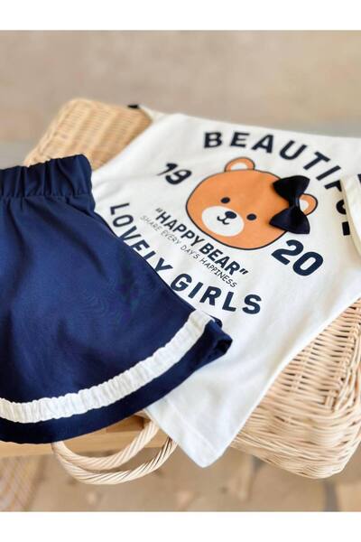 Ecenin Favorileri Teddy Bear Printed T-Shirt Skirt Set