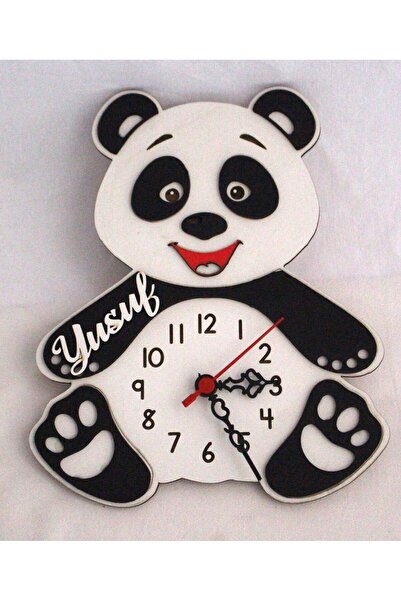 mrchediyesepeti Children's Room Cute Teddy Bear Wall Clock Color and Name Opt...