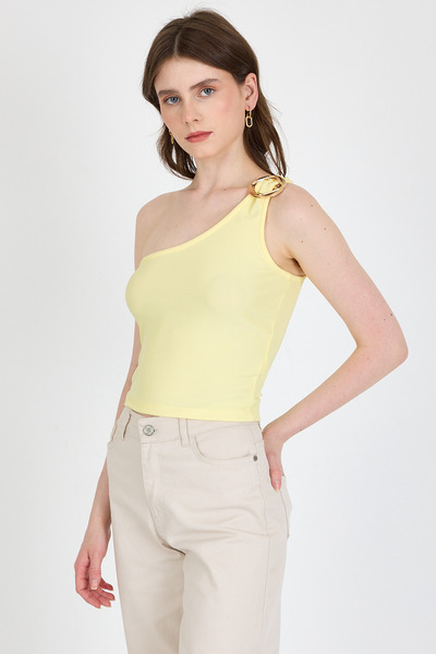 Rays Μπλούζα με έναν ώμο με κίτρινη αγκράφα 1649