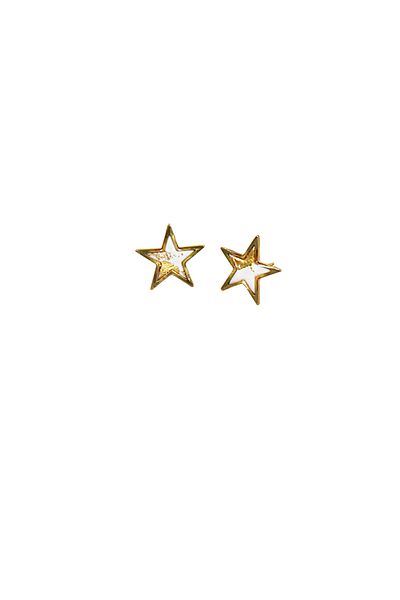 NARRU NARRU earrings, handmade, star-shaped, white and gold, Erica 07