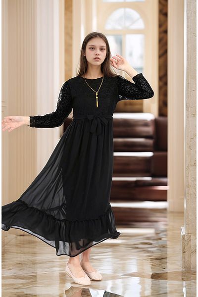 Pantulux Girls' Hijab Evening Dress-Cotton Lined Chiffon Fabric