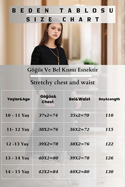 Pantulux Κοριτσίστικο Μουσουλμανικό Βραδινό Φόρεμα-Βαμβακερή επένδυση από ύφασμα σιφόν