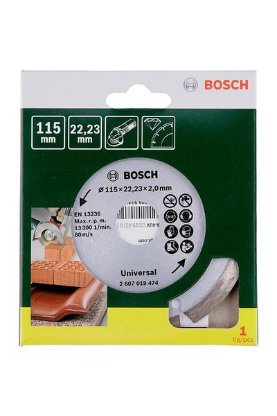 Generic BOSCH Standard Diamond Cutting Disc for Construction Material Silver and Brown 115mm JE2 607 019 474