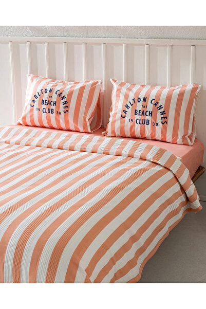 Madame Coco Coralie Double 100% Cotton Karde Printed Pique Set - Orange t t