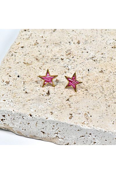 NARRU NARRU earrings, handmade, star-shaped, pink, Erica 05