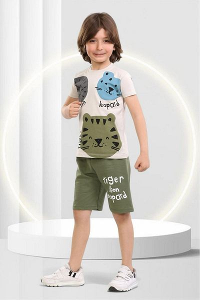 ruhaay Tiger Printed Boy's Short Sleeve Summer Shorts Bottom Top Suit